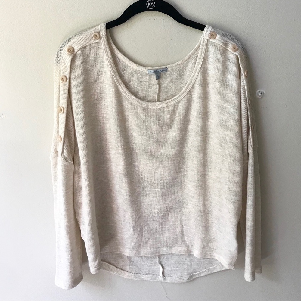 Charlotte Russe Cream Long Sleeve Shirt/Sweater